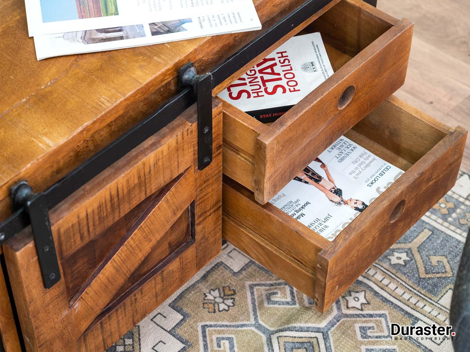 Verge Solid Mango Wood Industrial Coffee Table - Duraster