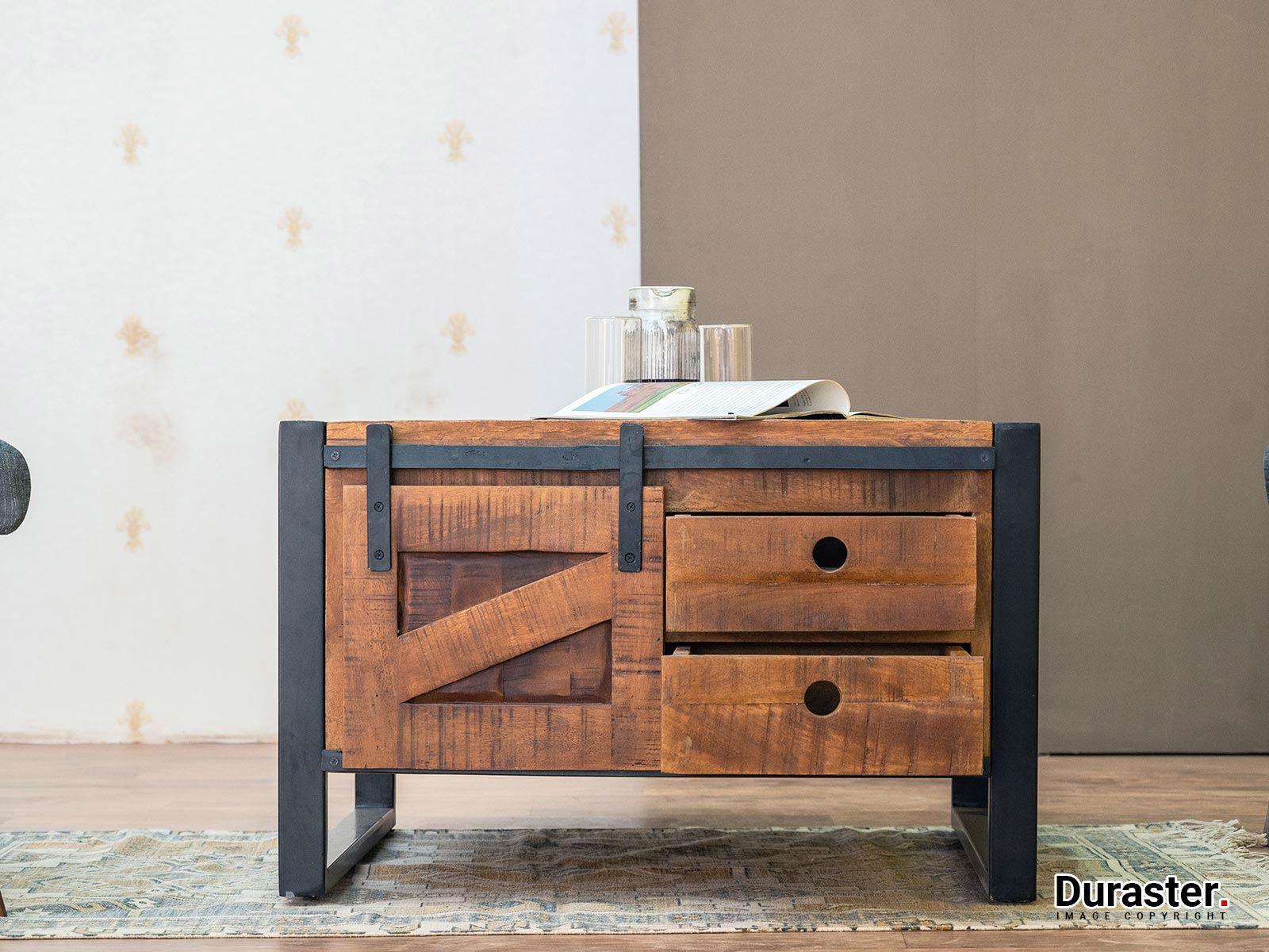 Verge Solid Mango Wood Industrial Coffee Table - Duraster