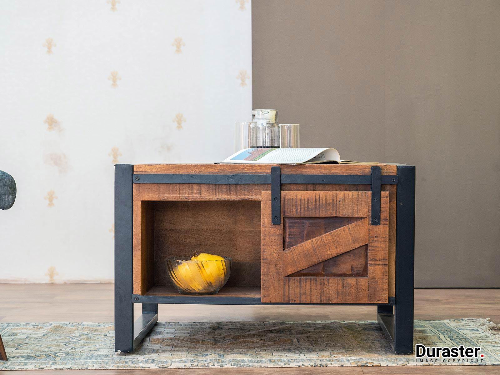 Verge Solid Mango Wood Industrial Coffee Table - Duraster