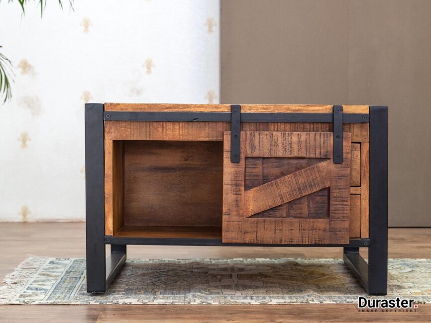 Verge Solid Mango Wood Industrial Coffee Table - Duraster
