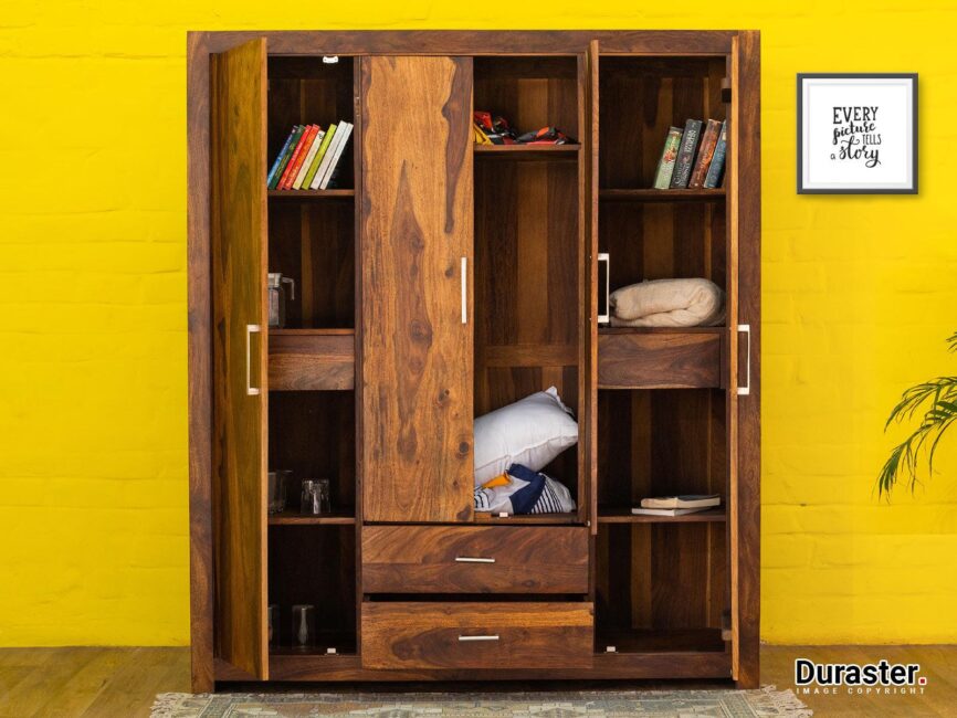Vismit Modern Sheesham Wood Wardrobe Cabinet #10 - Duraster