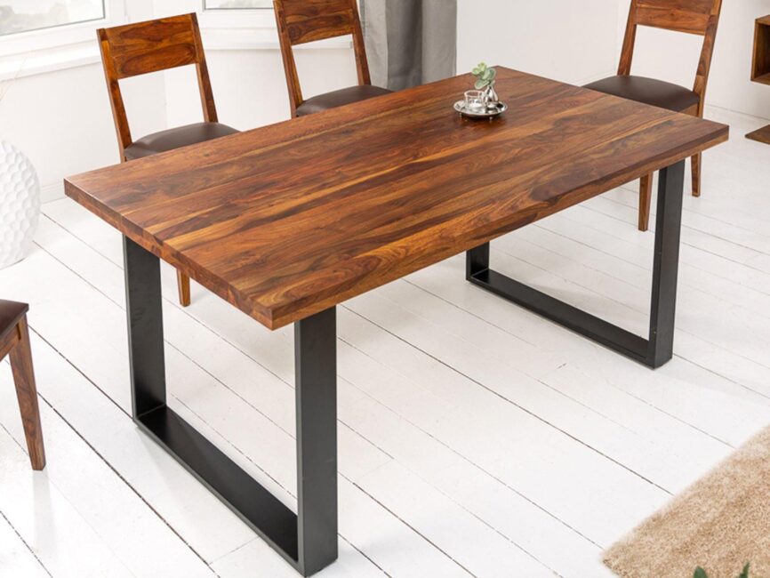 Vismit  Solid Sheesham wood Dining Table with Iron Frame #2 - Duraster