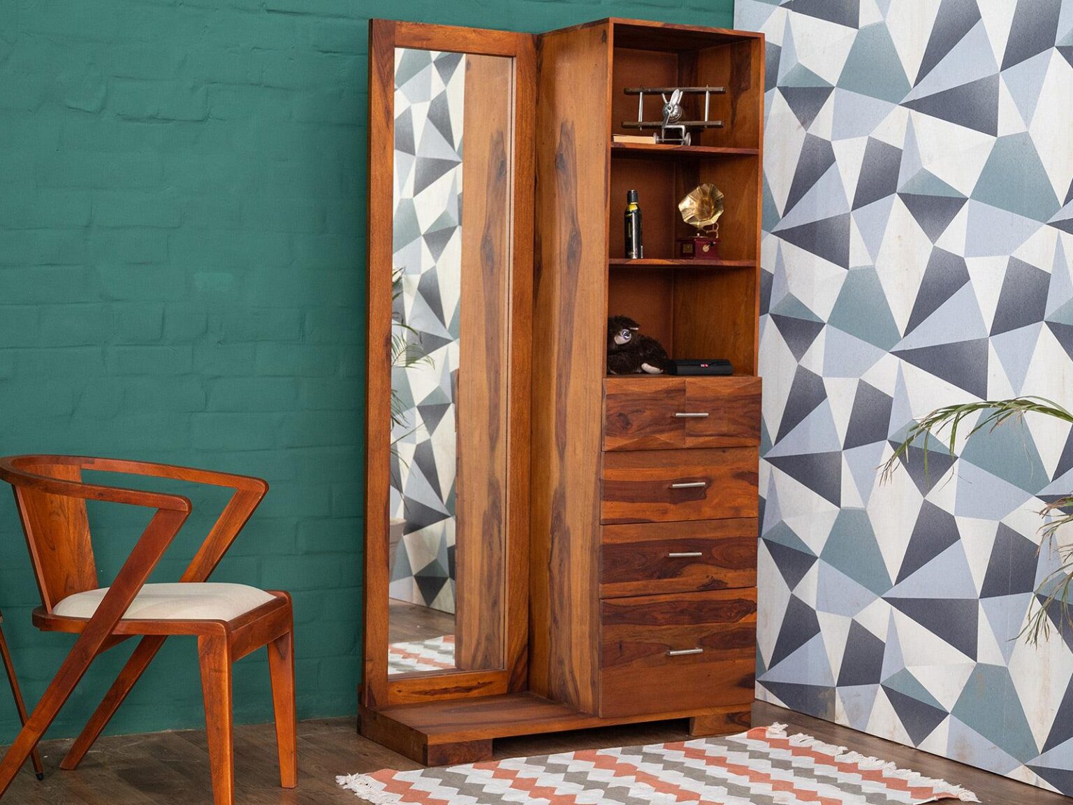 Vismit Modern Sheesham wood Dressing Cabinet#1 - Duraster