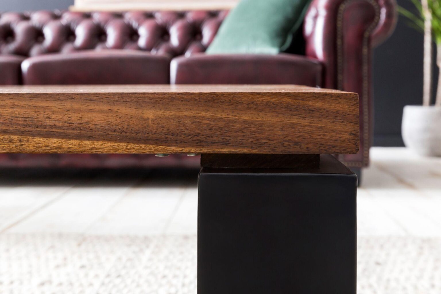 coffee table sheesham black frame - Duraster