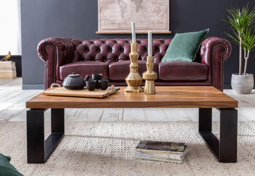 coffee table sheesham black frame - Duraster