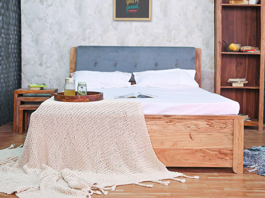 Sheesham Wood Queen Size Bed with Storage