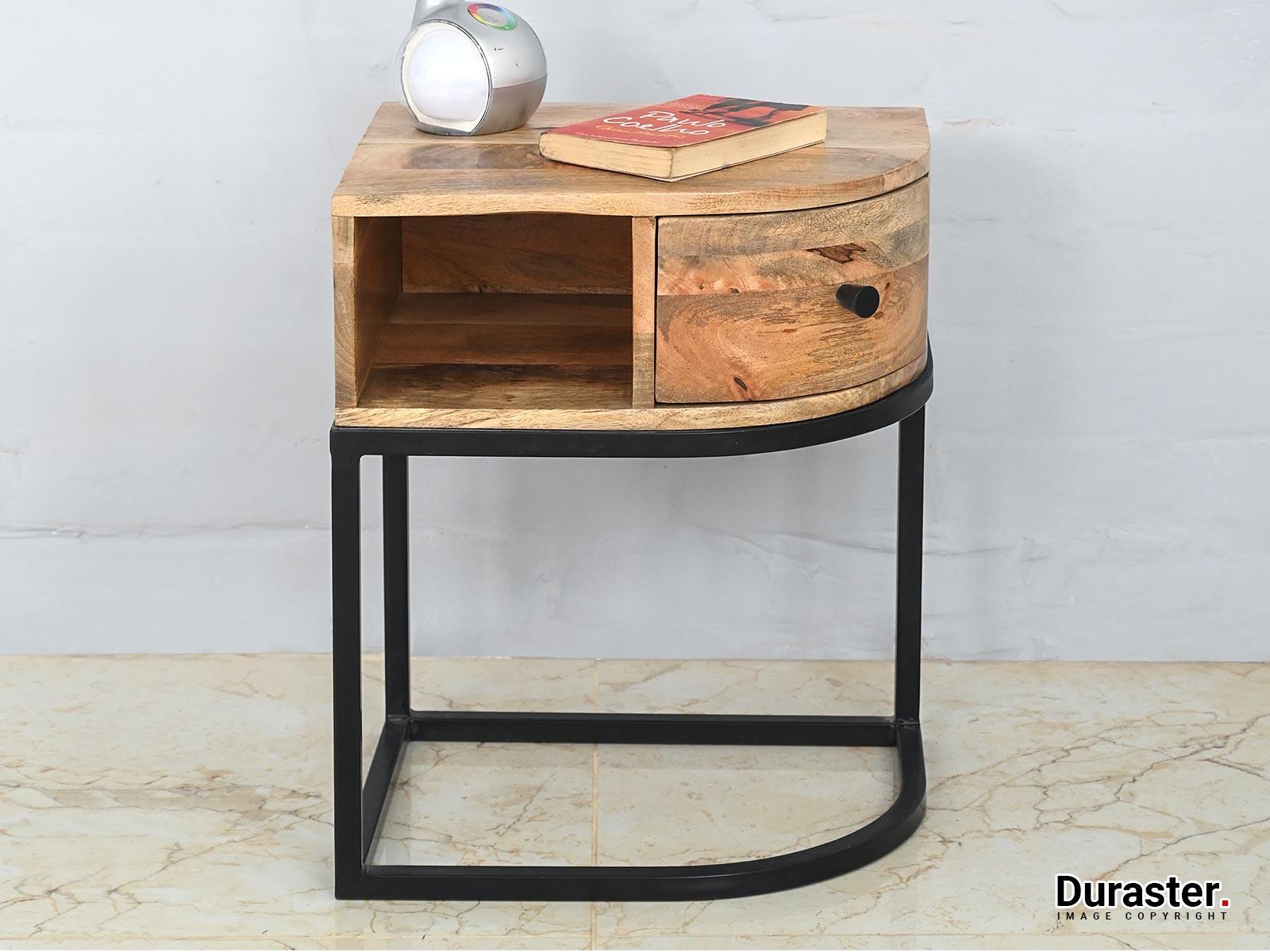 Verge Mango wood 1 Drawer Iron Frame Nightstand - Duraster