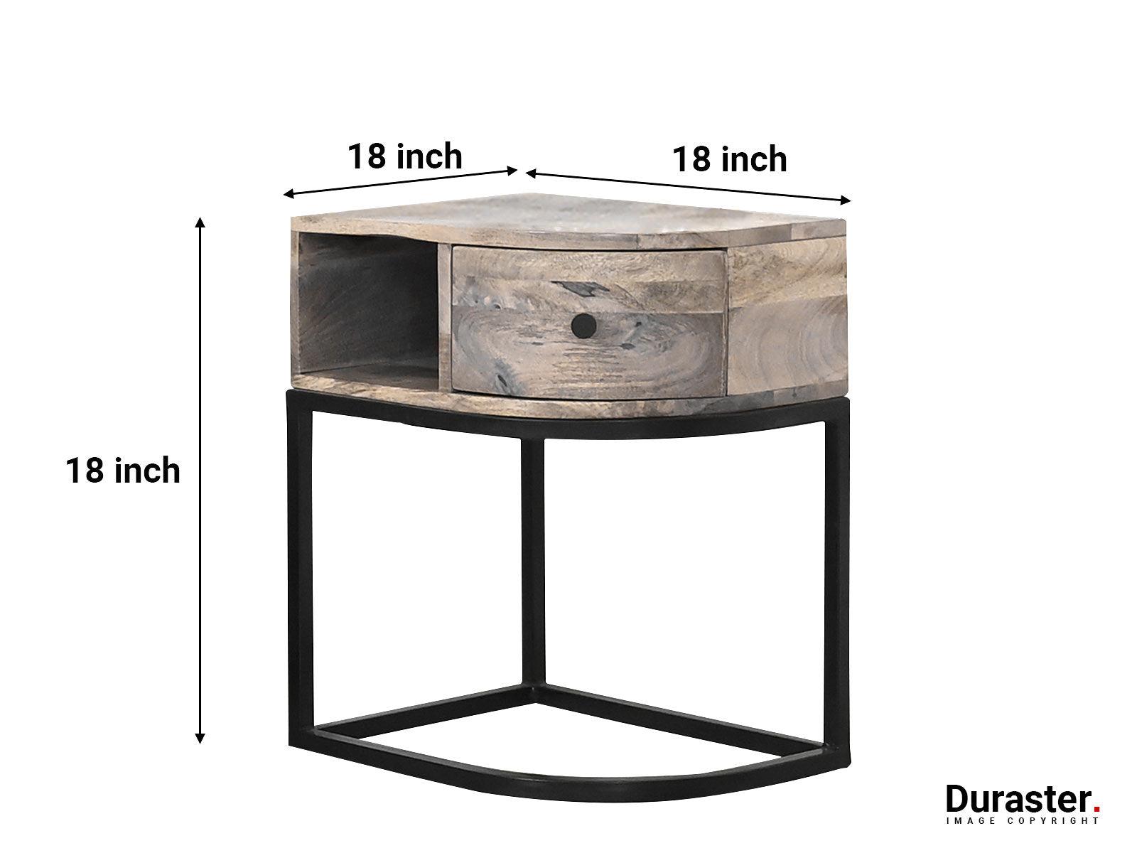 Verge Mango wood 1 Drawer Iron Frame Nightstand - Duraster