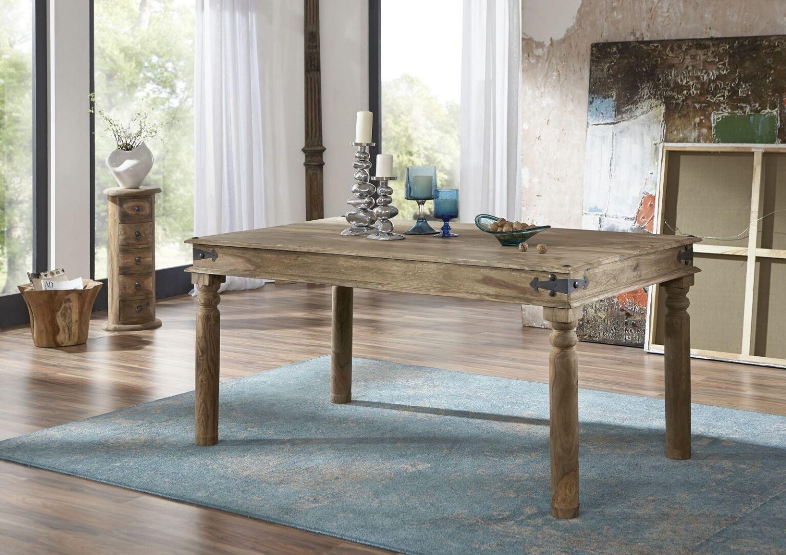 Victoria Refined Sheesham Dining Table Set with Chairs #2 - Duraster