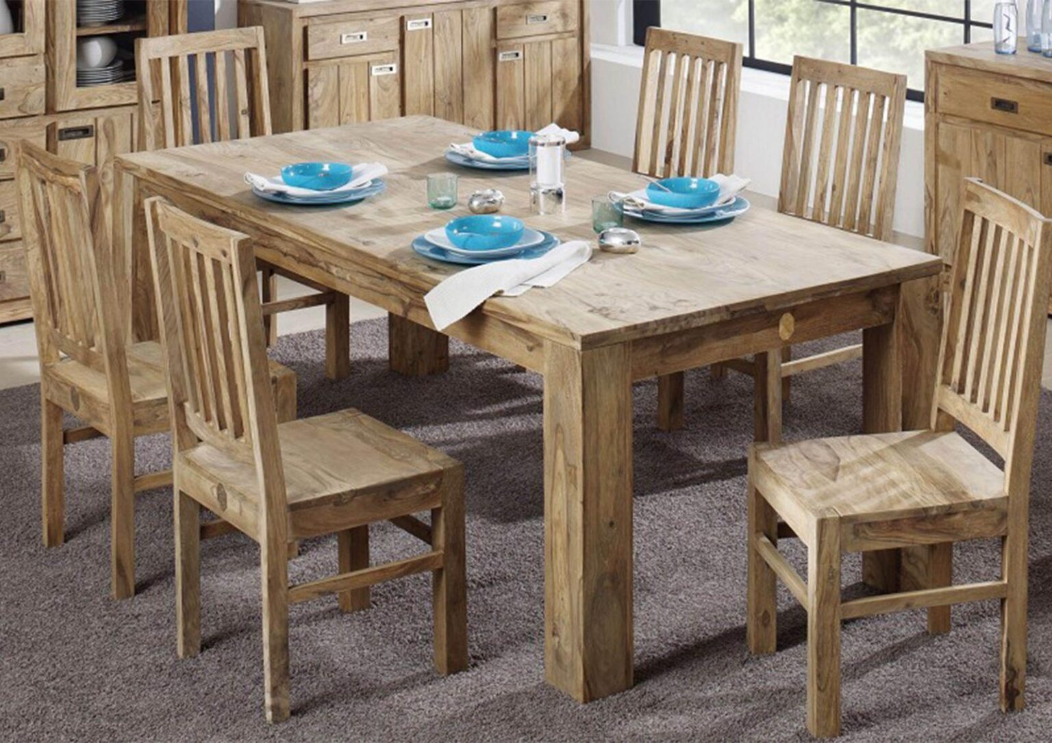 Nature Stylish Sheesham Dining Set with Chairs (4, 6 & 8 Seater) - Duraster