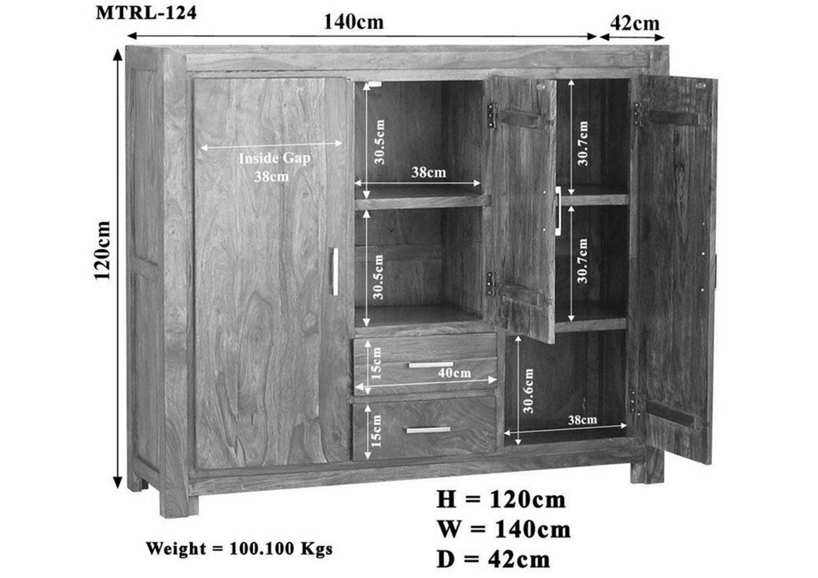 Gangaur New Edge Sheesham Highboard Cabinet #8 - Duraster