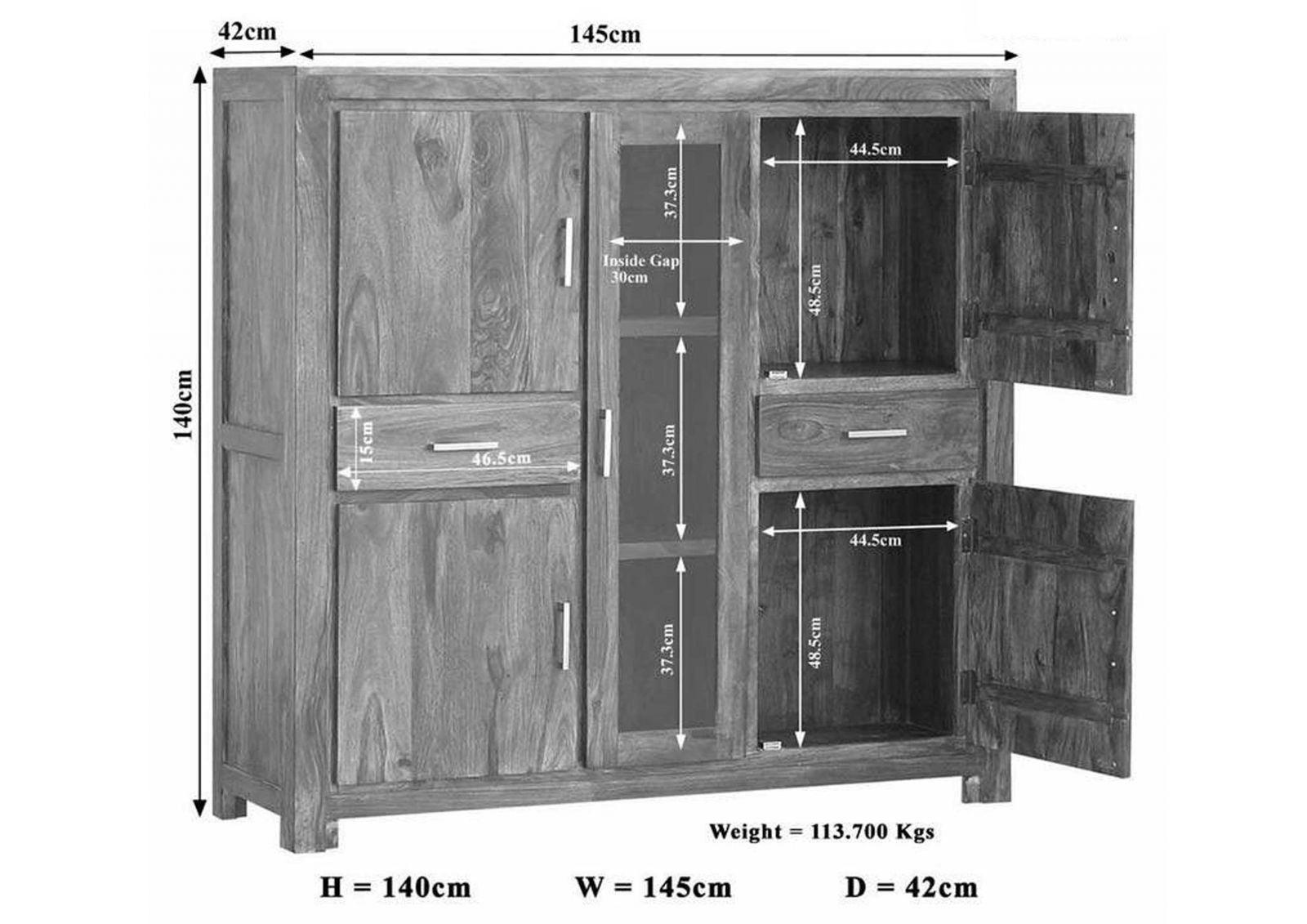 Metro Newlook Sheesham Highboard Cabinet #9 - Duraster