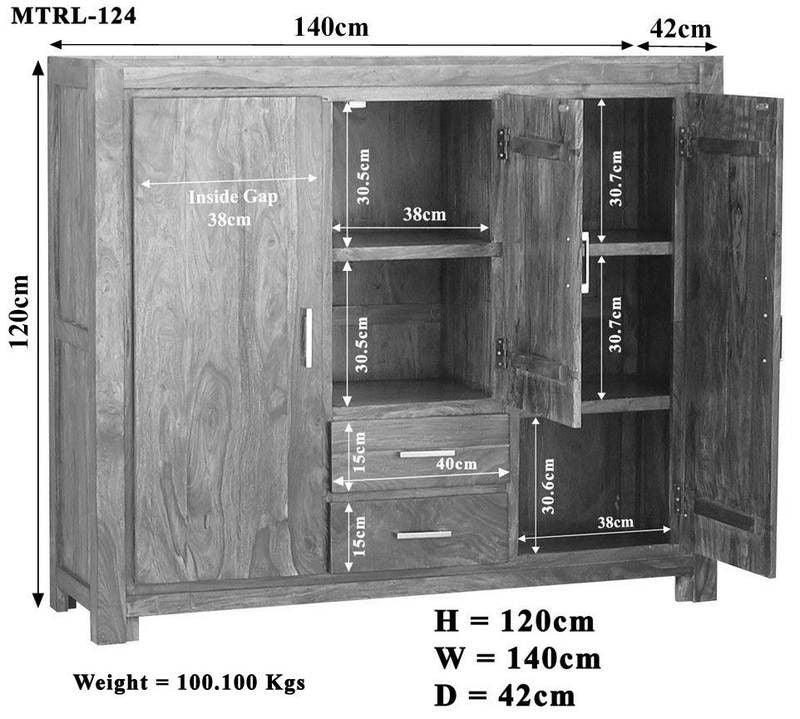 Metro Modern Sheesham Highboard Cabinet #6 - Duraster