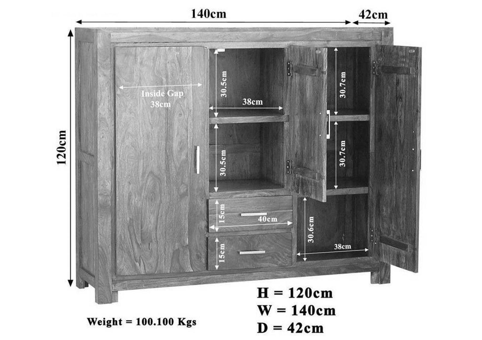 Metro Modern Sheesham Highboard Cabinet #6 - Duraster