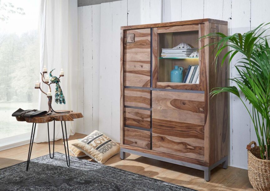 Thar Contemporary Sheesham Wood Sideboard Cabinet and Showcase - Duraster