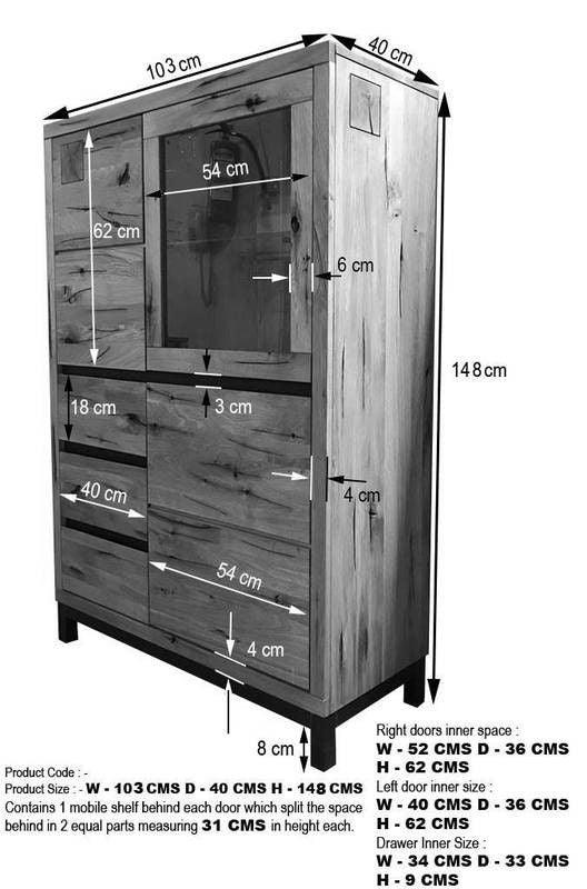 Thar Contemporary Sheesham Wood Sideboard Cabinet and Showcase - Duraster
