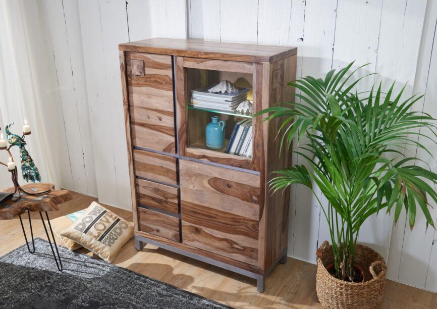 Thar Contemporary Sheesham Wood Sideboard Cabinet and Showcase - Duraster