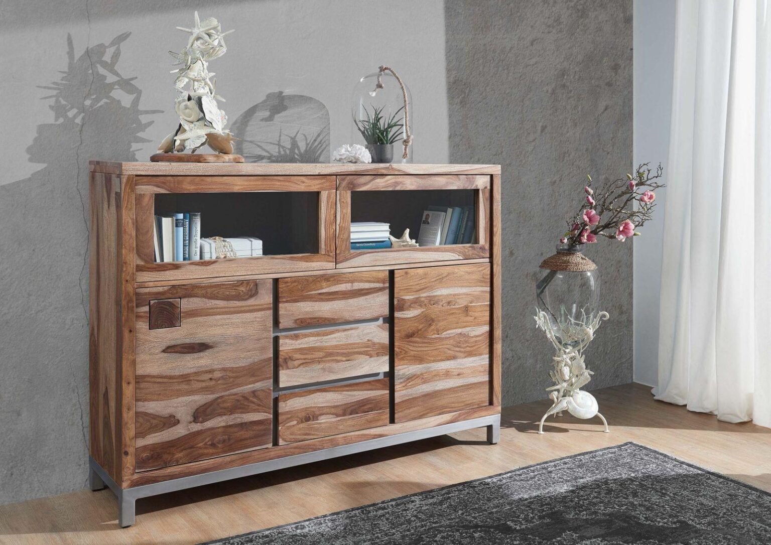 Thar Sheesham Wood Modern Sideboard Cabinet - Duraster