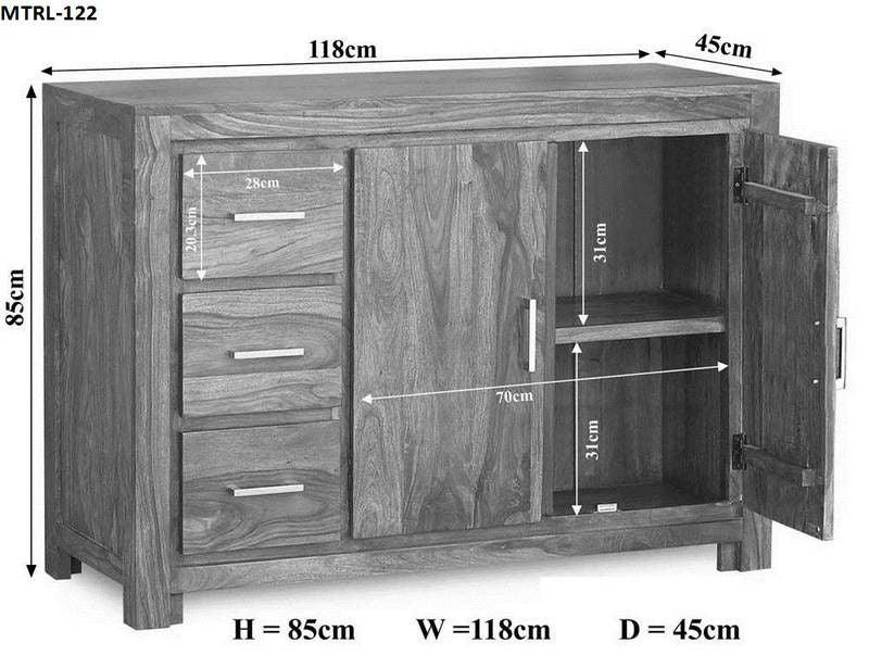 Metro Newedge Sheesham Sideboard Cabinet #8 - Duraster