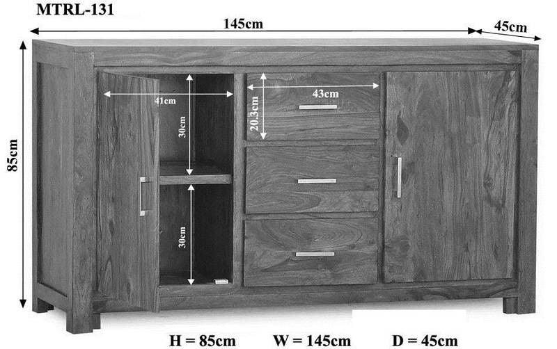 Metro Modern Sheesham Sideboard Cabinet #7 - Duraster
