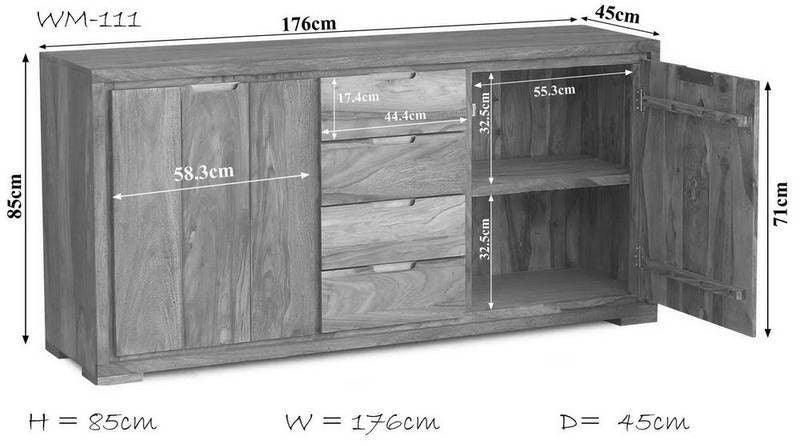 Marvel Modern Sheesham Wood Sideboard Cabinet #4 - Duraster