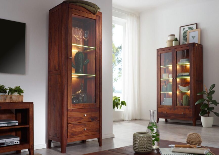 Heritage Sheesham Tall Showcase Cabinet #5 - Duraster