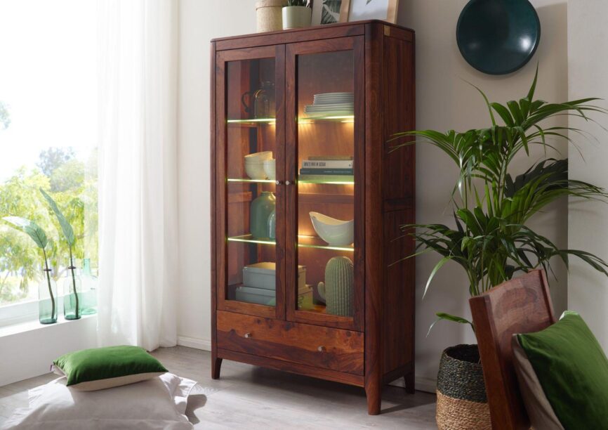 Heritage Sheesham Double Door Showcase Cabinet #1 - Duraster