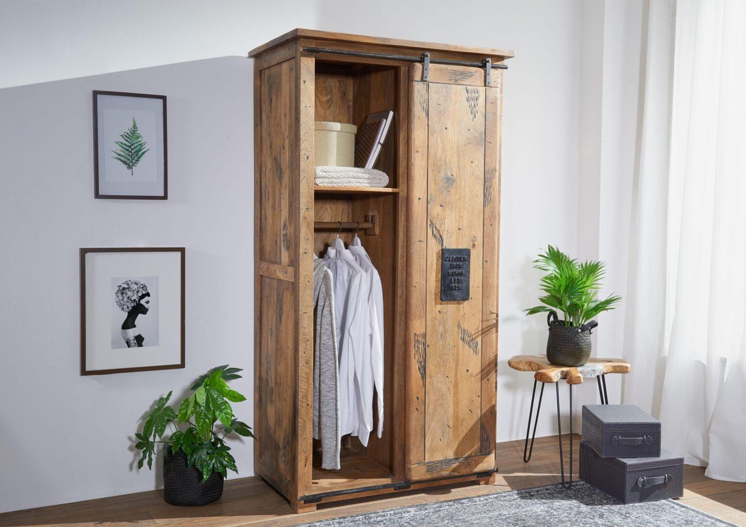 Locomo Industrial Style Solid Wood Cabinet - Duraster