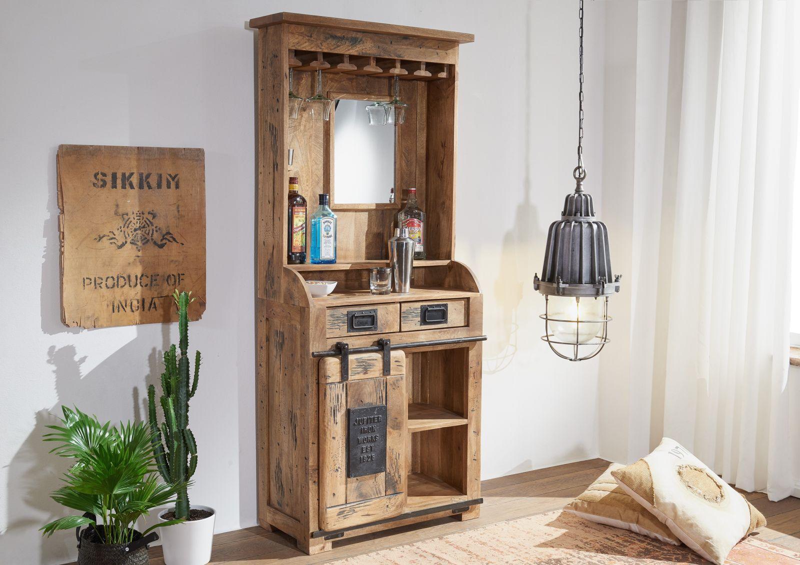 Locomo Industrial Style Solid Wood Bar Cabinet - Duraster