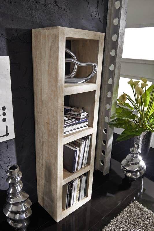 Novo Modern White Stone Acacia Wood Shelf - Duraster