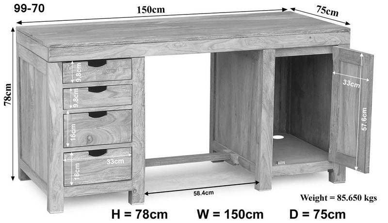Novo Modern Acacia Wood Desk - Duraster