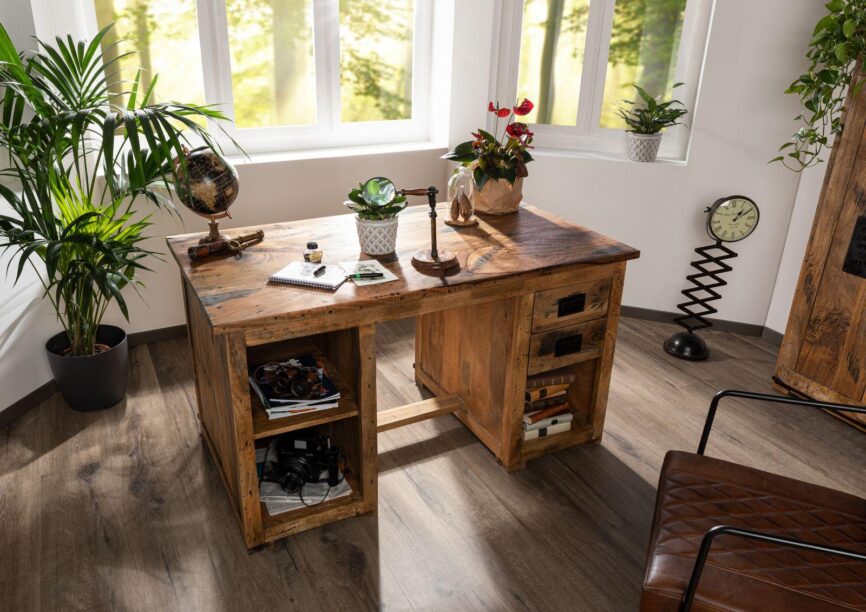 Locomo Industrial Style Solid Wood Desk - Duraster