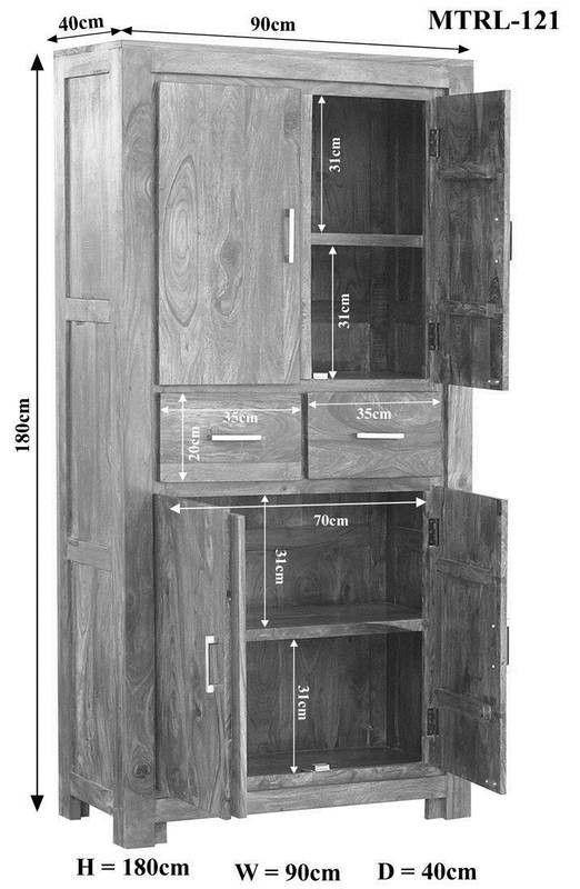 Metro Large Sheesham Cupboard Cabinet #4 - Duraster