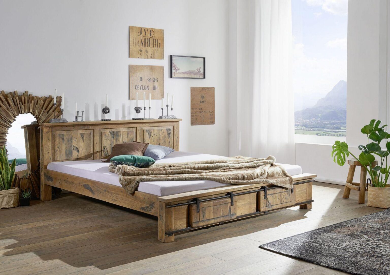 Locomo Industrial Style Solid Wood Bed #2 - Duraster