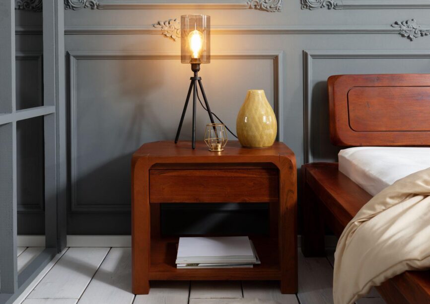 Osian Modern Style Solid Wood Bedside Table - Duraster