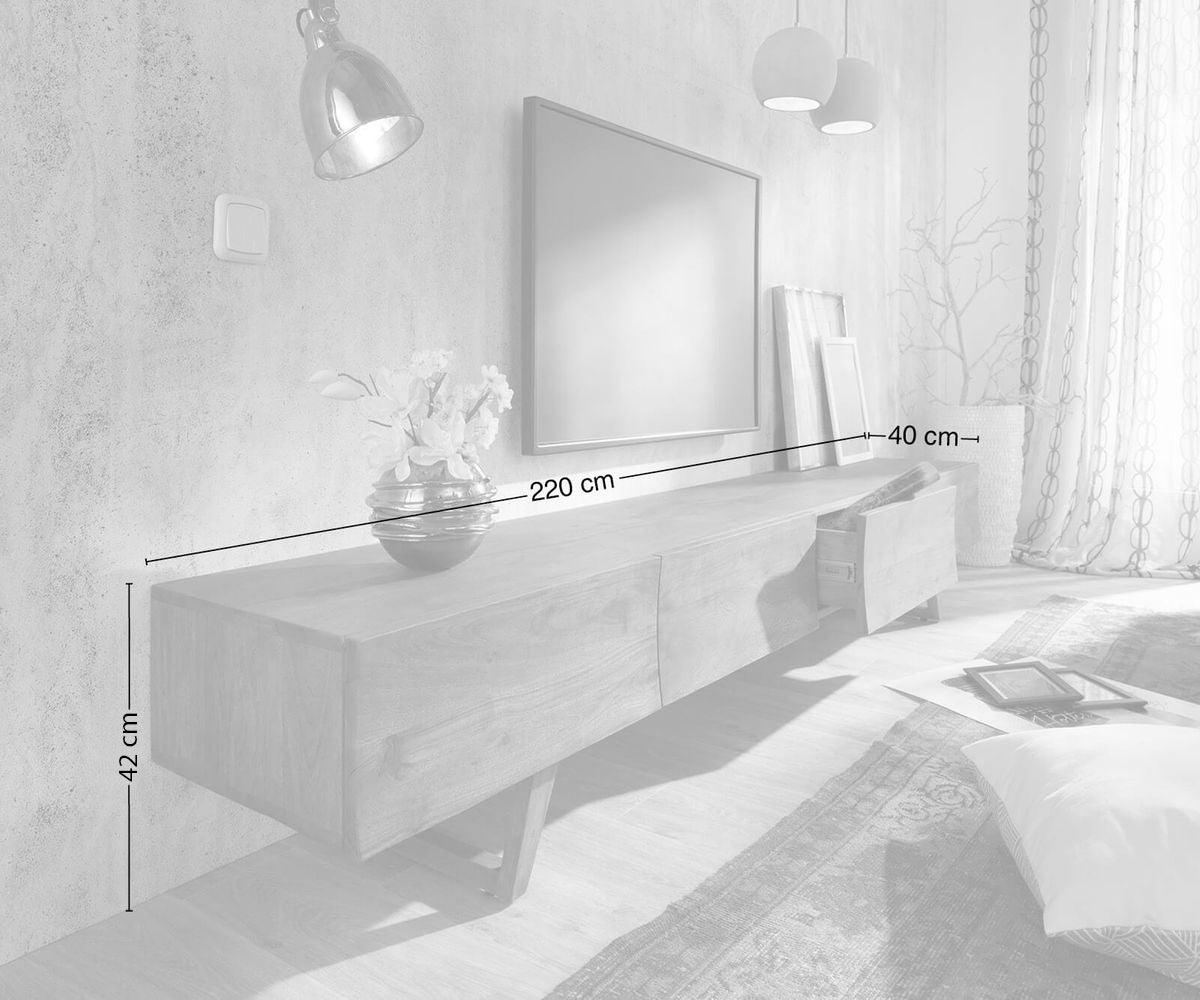 Massiv TV table Wyatt Sheesham natural 220 cm 4 drawers design lowboard #10 - Duraster