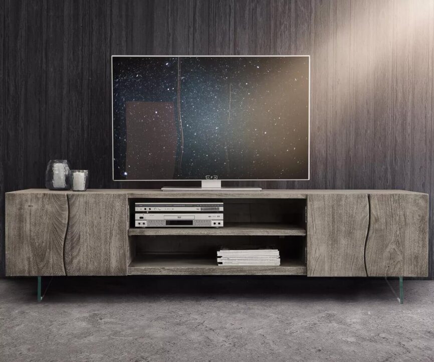 Massiv TV table Live-Edge acacia platinum 200 cm #12 - Duraster