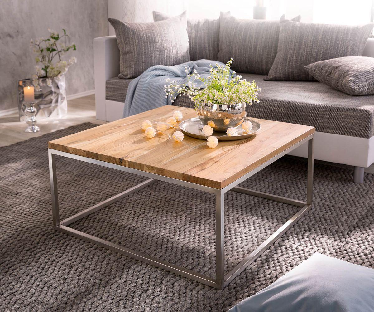 Elementary Stylish Acacia Table with Silver Frame #14 - Duraster