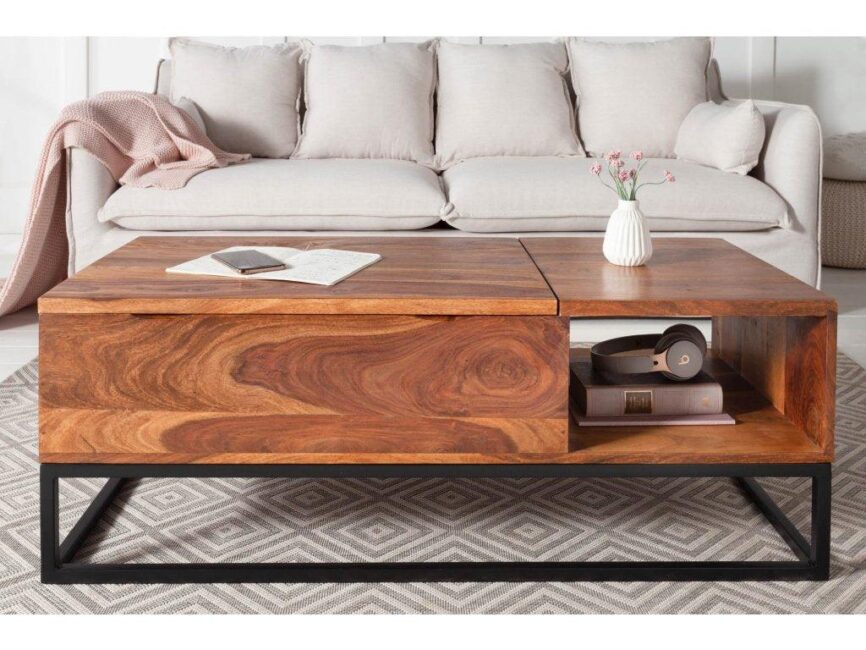Massive wooden coffee table Rubik 110 x 50-73 cm - Duraster