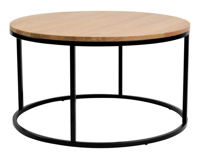 Oak round coffee table FormWood Villa 85 cm with black base - Duraster