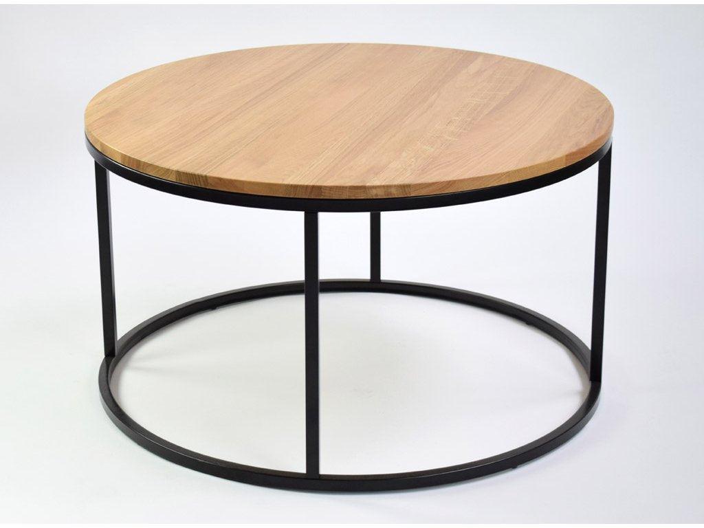 Oak round coffee table FormWood Villa 85 cm with black base - Duraster