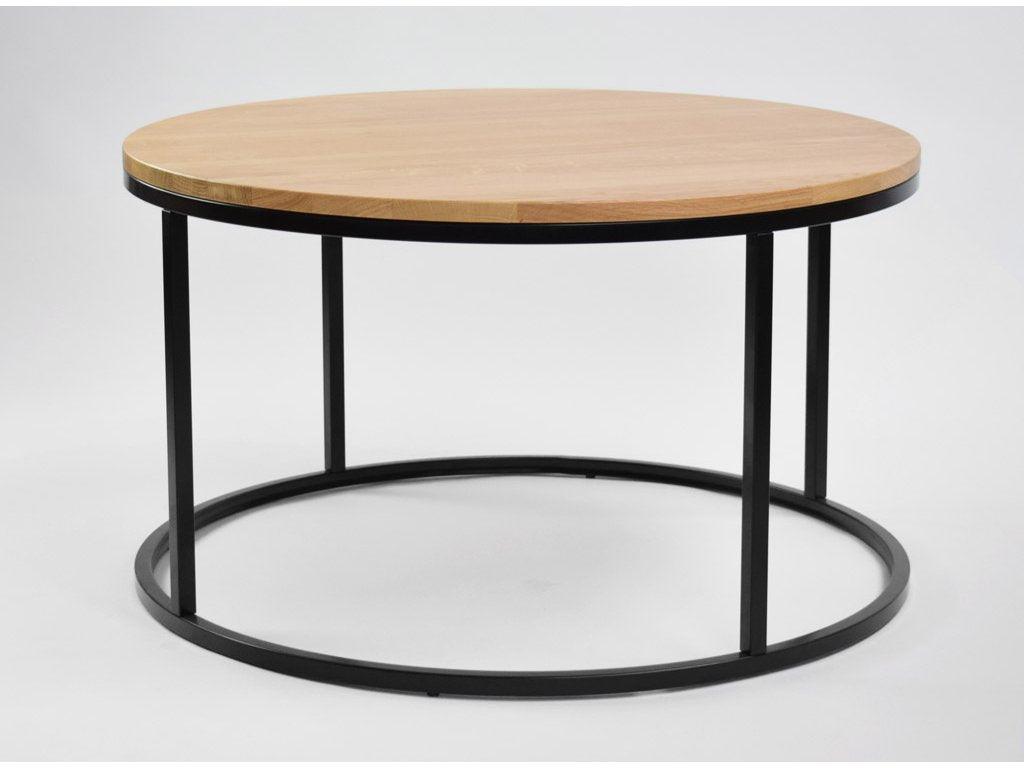 Oak round coffee table FormWood Villa 85 cm with black base - Duraster
