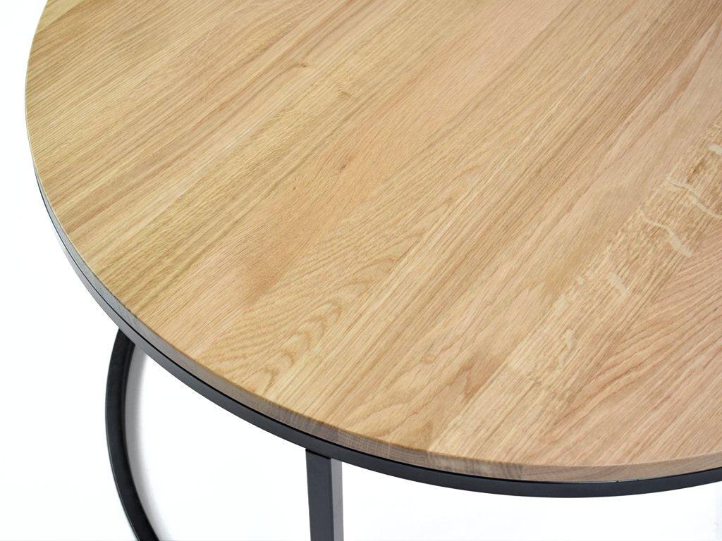 Oak round coffee table FormWood Villa 85 cm with black base - Duraster