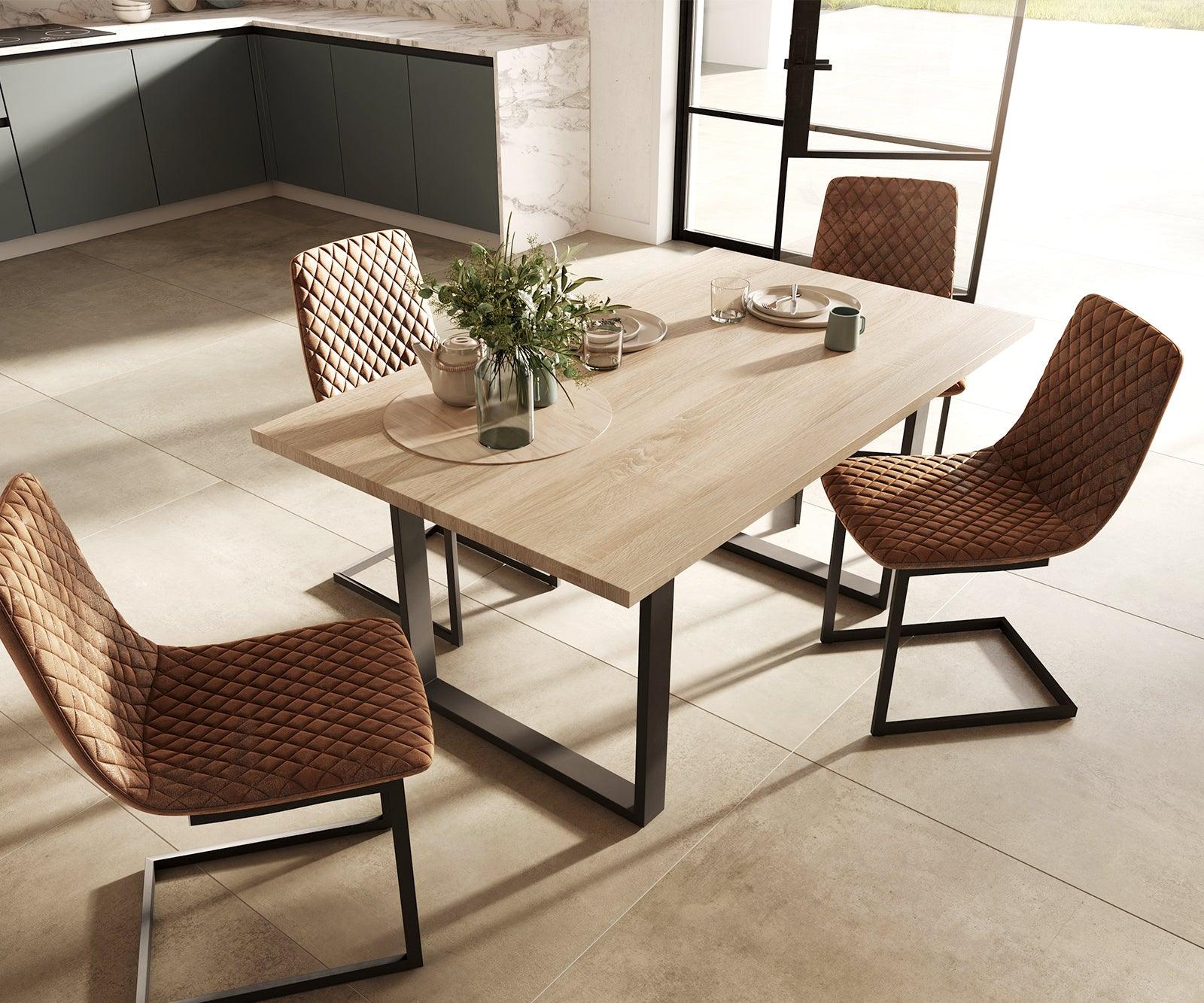 MobelMassev Dining set Adesso oak look 140x90 skid + 4 chairs brown vintage #3 - Duraster