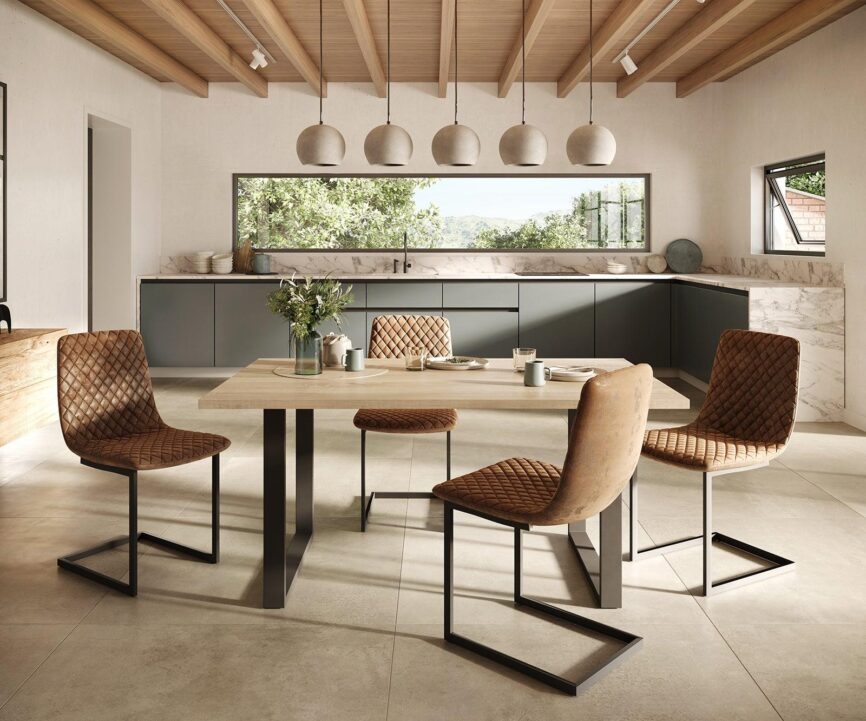 MobelMassev Dining set Adesso oak look 140x90 skid + 4 chairs brown vintage #3 - Duraster
