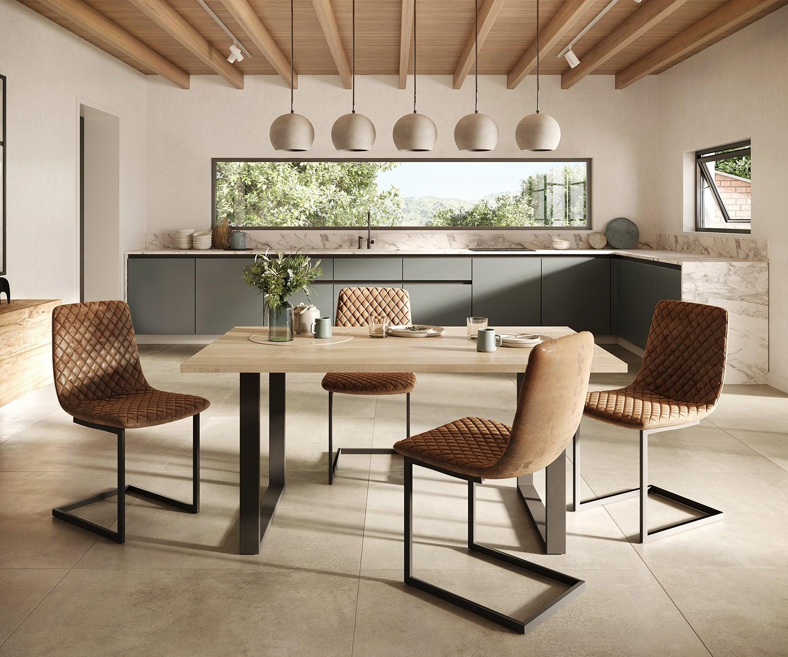 MobelMassev Dining set Adesso oak look 140x90 skid + 4 chairs brown vintage #3 - Duraster