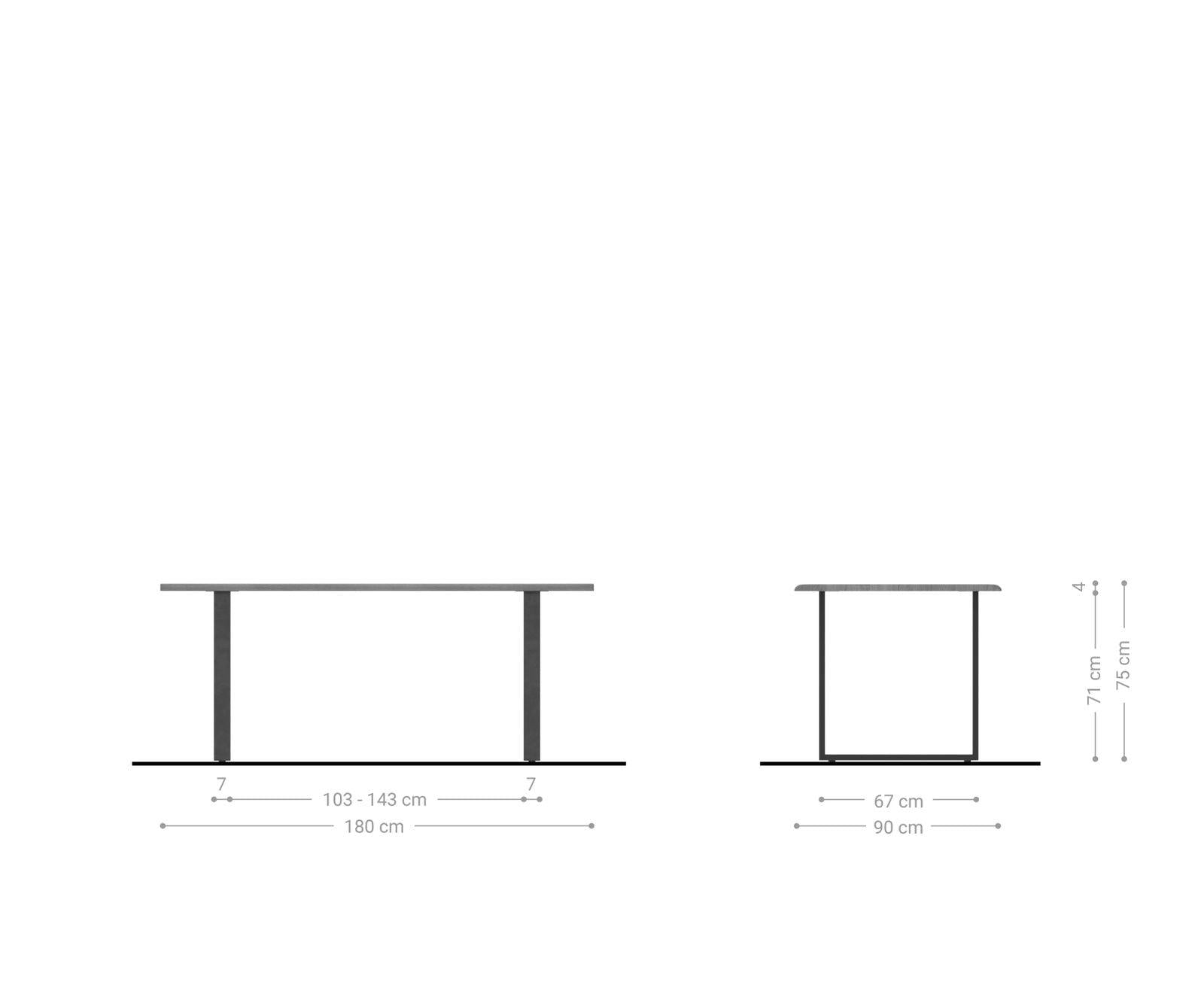 MobelMassev Dining set Adesso oak look 180x90 skid tree edge + 4 chairs taupe vintage #7 - Duraster