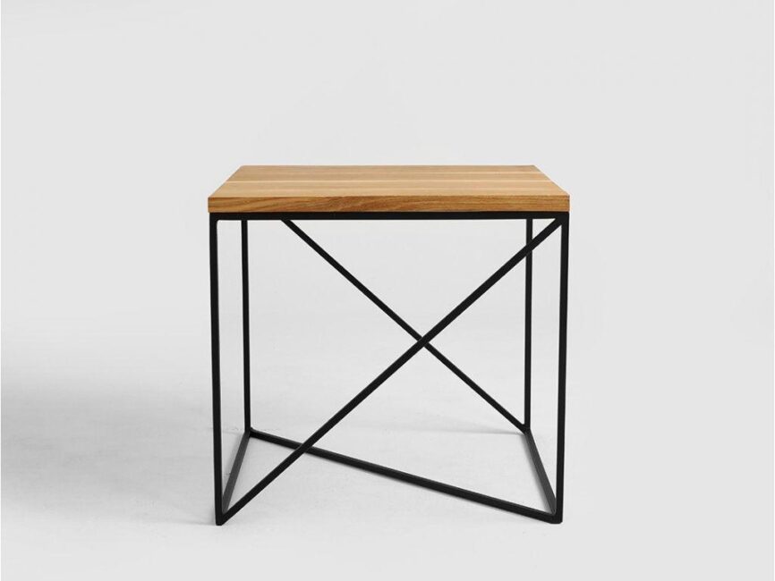Natural coffee table Mountain 50 cm with black base - Duraster
