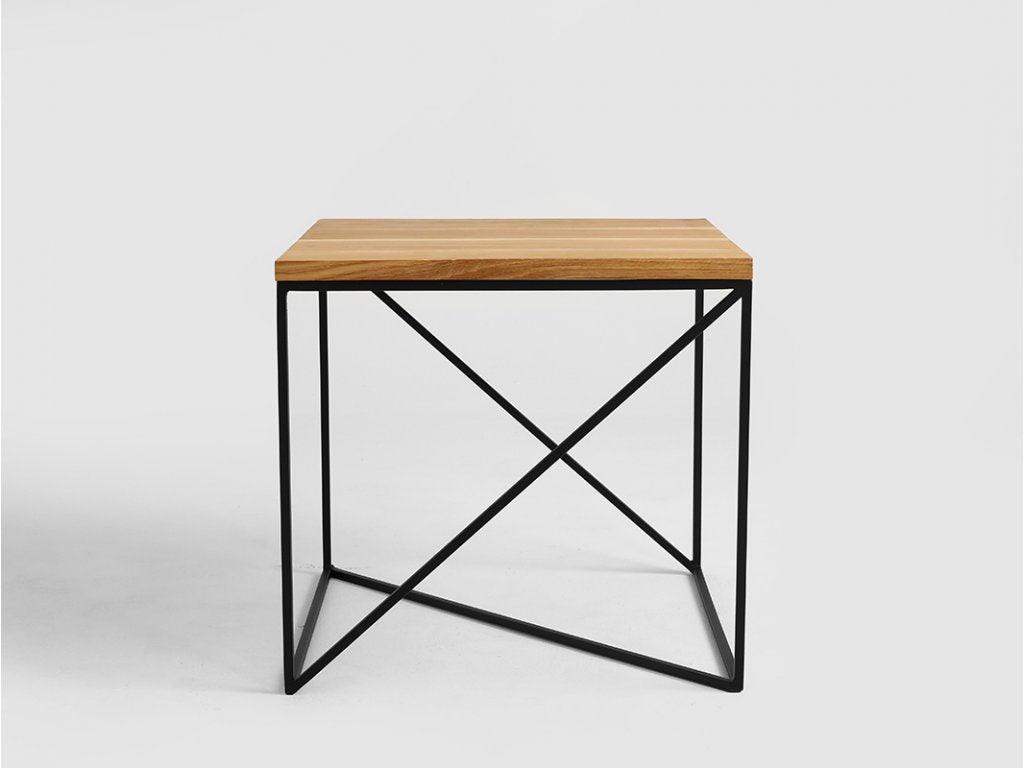 Natural coffee table Mountain 50 cm with black base - Duraster