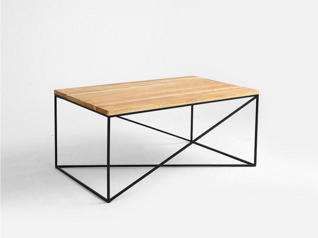 Natural massive Mountain coffee table with black base 100x60 cm - Duraster